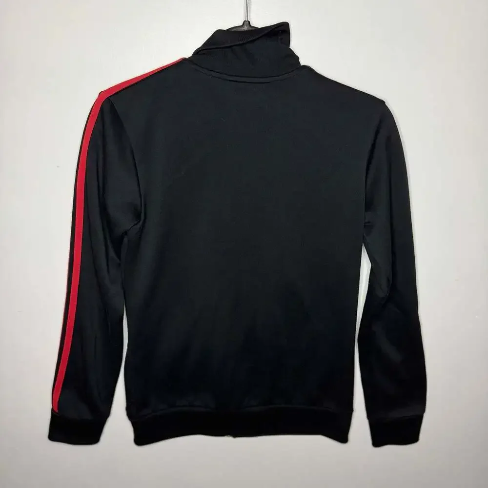 Adidas AC Milan Track Jacket Black Red Stripe Soccer Size Small